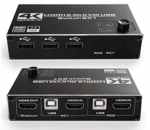 Przełącznik Switch KVM USB + HDMI 2/1