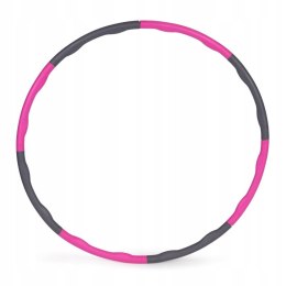 Hula Hoop składane, 8 segmentów, pianka, z wypustkami, 90 cm różowo - szare