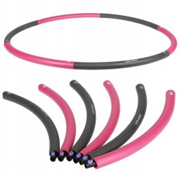 Hula Hoop składane, 8 segmentów, pianka, z wypustkami, 90 cm różowo - szare