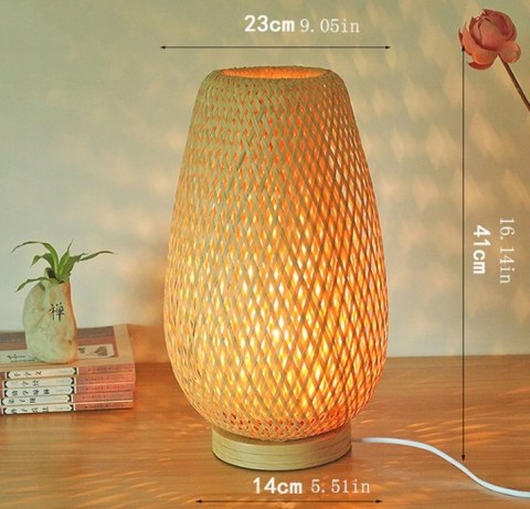 Lampka bambusowa 41 cm żarówka w zestawie