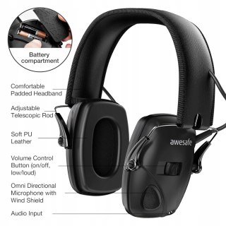 Ochronniki słuchu AWESAFE SPORTS EARMUFF czarny