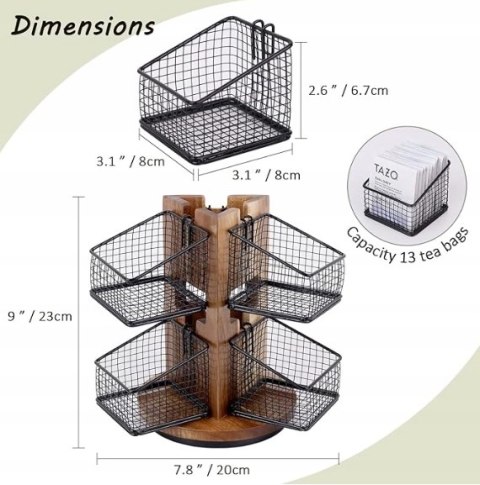 Organizer na torebki na herbatę, obrotowa karuzela na torebki