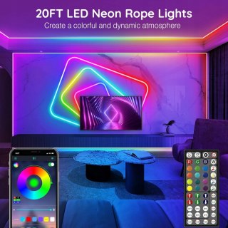 TAŚMA LED 5M NEON 5050 RGB BLUETOOTH APLIKACJA PILOT PASEK TAŚMA KOLOROWA