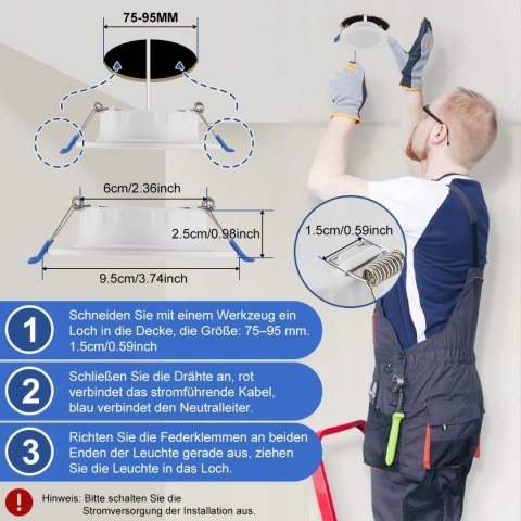 PANEL LED SUFITOWY PODTYNKOWY OKRĄGŁY 5W zimna biel 2 sztuki