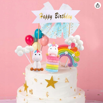 Urodzinowa Dekoracja Tortu Zestaw Dekoracja Tortu Urodzinowego Jednorożec