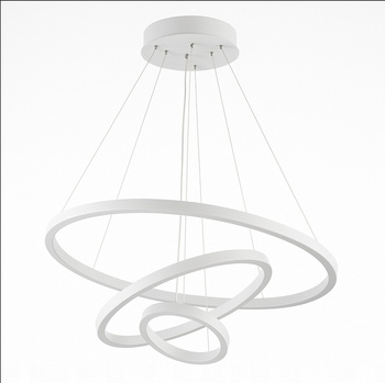 LAMPA SUFITOWA 3 RINGI biała wisząca ŻYRANDOL LED + PILOT 88W 20/40/60cm