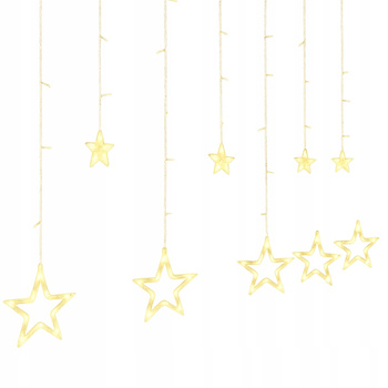 KURTYNA ŚWIETLNA GWIAZDKI LED BIAŁE ZIMNE LAMPKI CHOINKOWE DŁUGA GIRLANDA 4M