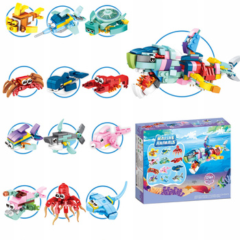 Zestaw 12 klocków zwierząt morskich – Figurki dla dzieci 6+ |