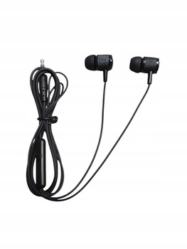 Słuchawki dokanałowe douszne czarne mikrofon druga para GRATIS