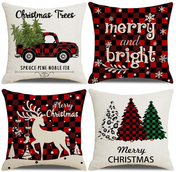 ZESTAW 4 POSZEWEK NA PODUSZKĘ BOŻE NARODZENIE DEKORACJA OZDOBNA 45X45CM