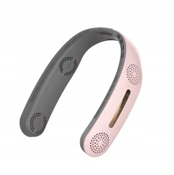 Mini wentylator na szyję przenośny bezłopatkowy różowy