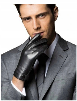 YISEVEN RĘKAWICZKI MĘSKIE CZARNE OWCZA SKÓRA ROZM M