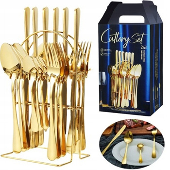 Zestaw komplet sztućców stalowych 24 szt. 6 osób serwis obiadowy sztućce