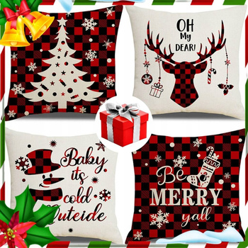 ZESTAW 4 POSZEWEK NA PODUSZKĘ BOŻE NARODZENIE DEKORACJA OZDOBNA 45X45CM