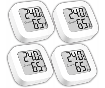 Zestaw 4× Termometr Higrometr Cyfrowy ? pomiar temperatury i wilgotności