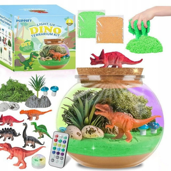 ZESTAW KREATYWNY DINOZAUR LAMPKA NOCNA LED Piasek Kinetyczny DIY DLA DZIECI