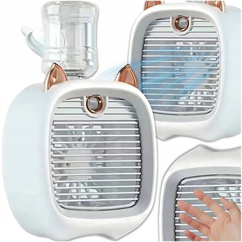 MINI KLIMATYZATOR PRZENOŚNY USB WENTYLATOR NA BIURKO 3 BIEGI 1200MAH