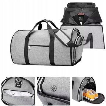  POKROWIEC NA GARNITUR torba podróżna wakacje do samolotu składana SZARA