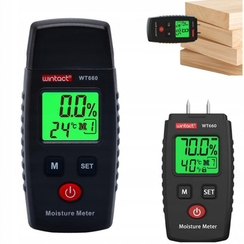 MIERNIK WILGOTNOŚCI LCD WILGOTNOŚCIOMIERZ DREWNA BETONU CEGŁY GIPSU TYNK