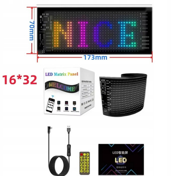 PANEL MATRYCOWY LED MATRIX RGB PILOT WYŚWIETLACZ PROGRAMOWALNY USB 5V