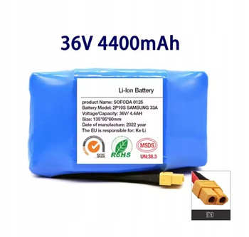 Akumulator zamiennik 2P10S SAMSUNG 33A do deski elektrycznej 4.4AH 36V