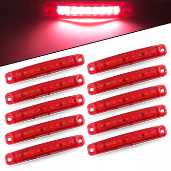  ZESTAW 10x LAMPA OBRYSOWA CZERWONA 9 LED diodowa OBRYSÓWKI 12V 24V