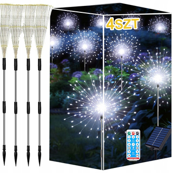  4x LAMPA SOLARNA OGRODOWA DRZEWKO DMUCHAWIEC FAJERWERKI 480LED ZIMNY BIAŁY