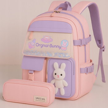 PLECAK SZKOLNY TORNISTER DLA DZIEWCZYNKI Z KRÓLICZKIEM piórnik gratis